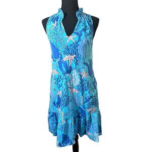 NWT Pappagallo Sleeveless Tank Dress XS Ruffled Hem Nautical Resort Travel Beach